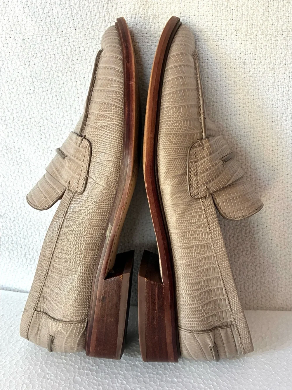 SARTO By Franco Sarto Tan Croc-Embossed Leather Penny Loafers